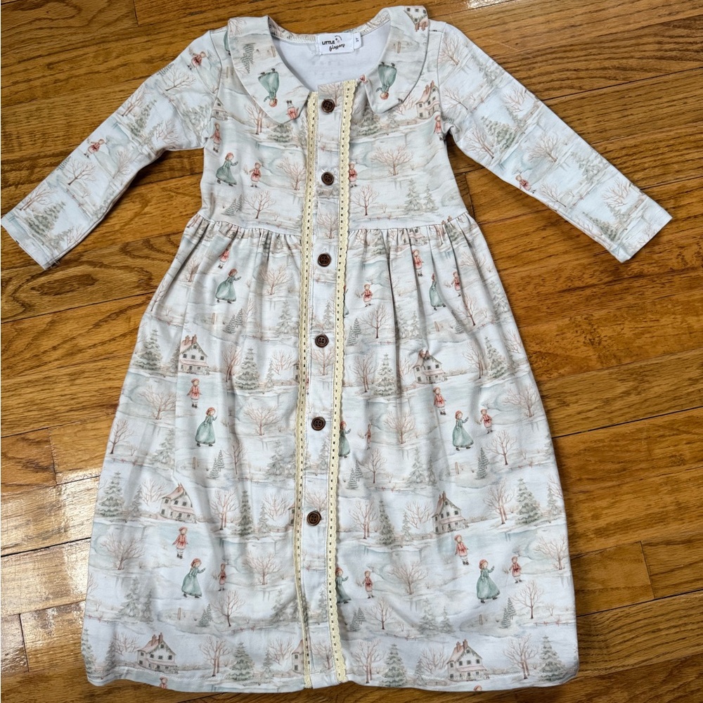 Charming Winter Scene Kids Dress